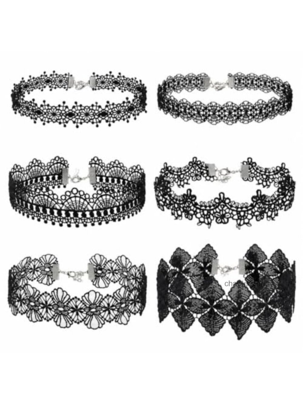 Lace Choker Necklace Set 6 Pcs Lobster Clasp Cord Chain Women
